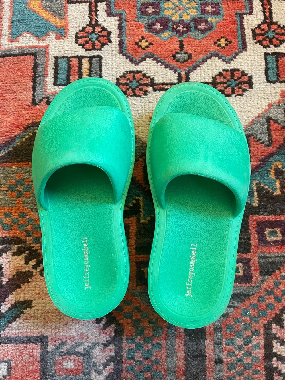 Jeffrey Campbell Bae Women's Platform Green Slide Sandals